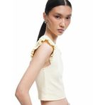 Koton Pamuklu Bisiklet Yaka Slim Fit Fırfırlı Kolsuz Tişört