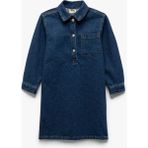 Koton Pamuklu Cep Detaylı Oversize Denim Gömlek Yaka Elbise - Lacivert - 13 - 14 Yaş