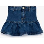 Koton Pamuklu Düğmeli Balon Form Pileli Mini Jean Etek - Lacivert - 5 - 6 Yaş