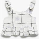 Koton Pamuklu Fırfır Detaylı Askılı Crop Bluz - Beyaz - 11 - 12 Yaş
