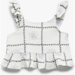 Koton Pamuklu Fırfır Detaylı Askılı Crop Bluz - Beyaz - 7 - 8 Yaş