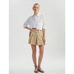 Koton Pamuklu Gabardin Kumaş Kargo Cepli Mini Pileli Şort Etek - Gri - 36