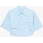 Koton Pamuklu Kargo Cep Detaylı Kısa Kollu Oversize Crop Gömlek - Mavi - 44