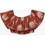 Koton Pamuklu Kayık Yaka Kolsuz Volanlı Crop Bluz - Kahve - 6 - 7 Yaş