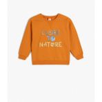 Koton Pamuklu Slogan Baskılı Uzun Kollu Bisiklet Yaka Sweatshirt - 9 - 12 Ay - Turuncu