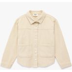 Koton Pamuklu Uzun Kollu Oversize Kadife Gömlek - Ekru - 7 - 8 Yaş