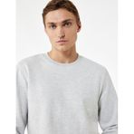 Koton Pamuklu Uzun Kollu Şardonlu Bisiklet Yaka Erkek Basic Sweatshirt Gri 6wam70017mk Gri