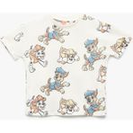 Koton Paw Patrol Baskılı Erkek Çocuk Kısa Kollu Pamuklu Tişört Regular Fit Günlük Stil - Ekru - 3 - 4 Yaş