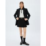 Koton Pileli Mini Etek Kemerli Standart Bel Krep Scuba - Siyah