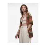 Koton Pointelle Örgü Kısa Kollu Kemerli Desenli Oversize Kimono Hırka