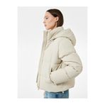 Koton Polar Cep Detaylı Fermuarlı Uzun Kollu Kapüşonlu Crop Şişme Mont