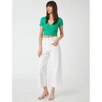 Koton Polo Yaka Crop Tişört Uzun Kollu Yeşil 3sak50066ek Fıstık Yeşili