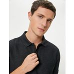 Koton Polo Yaka İnce Triko Tişört Kısa Kollu Düğmeli Slim Fit