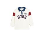 Koton Polo Yaka Sweatshirt Kolej Baskılı Uzun Kollu Düğme Detaylı