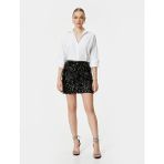 Koton Pullu Payetli Mini Etek Astarlı Standart Bel Slim Fit - XS - Siyah