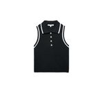 Koton Regular Fit Düğmeli Kolsuz Polo Yaka Triko Bluz