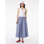 Koton Regular Fit Pamuklu Poplin Ekose Uzun Etek - Lacivert - 38