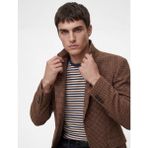 Koton Regular Fit Uzun Kollu Kapaklı Cepli Ekose Desenli Mono Yaka Blazer Ceket - 56 - Kahve