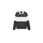 Koton Renk Bloklu Nakışlı Polo Yaka Erkek Sweatshirt, Antrasit, XL