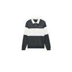 Koton Renk Bloklu Nakışlı Polo Yaka Erkek Sweatshirt, Gri-Beyaz, 2XL