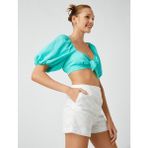 Koton Şahika Ercümen XKoton - Fiyonk Detaylı Crop Bluz - Yeşil - 38