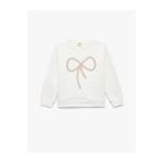 Koton Şardonlu Fiyonk Baskılı Ekru Kız Çocuk Sweatshirt 6Wkg10209Ak