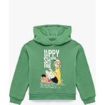 Koton Şardonlu Uzun Kollu Kapşonlu Baskılı Sweatshirt Kız Çocuk Yeşil Renkli Eğlenceli Tasarım - 9 - 10 Yaş