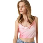 Koton Saten Crop Abiye Bluz Askılı Degaje Yaka Renk Geçişli