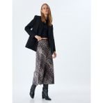 Koton Saten Leopar Etek Midi Boy A Kesim Standart Bel - Siyah - 36
