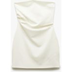 Koton Scuba Krep Kumaş Drape Detaylı Mini Straplez Elbise - Beyaz