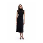 Koton Scuba Krep Kumaş Slim Fit Dik Yaka Midi Boy Kolsuz Elbise