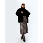 Koton Slim Fit A Kesim Leopar Desenli Uzun Saten Etek - Siyah - 34