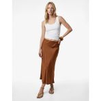 Koton Slim Fit Balık Kesim Saten Midi Etek - Kahve - 36
