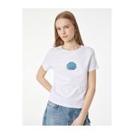 Koton Slim Fit Bisiklet Yaka Kısa Kollu Deniz Kabuğu Baskılı Taşlı Tişört