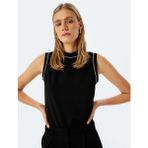 Koton Slim Fit Bisiklet Yaka Taşlı Kolsuz Tişört - Siyah - 2XL