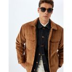 Koton Slim Fit Ceket Fitilli Kadife Gömlek Yaka Kapaklı Cep Detaylı Pamuklu - Kahve