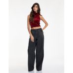 Koton Slim Fit Dik Yaka Kolsuz Crop Kadife Bluz Bordo 6wak10005ek Bordo