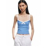 Koton Slim Fit Fiyonk Detaylı Çizgili İnce Askılı Tişört