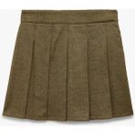 Koton Slim Fit Kalın Pileli Mini Etek - Yeşil - 40