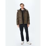 Koton Slim Fit Kapşonlu Suni Deri Şişme Mont - Kahve