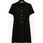 Koton Slim Fit Kısa Kollu Gömlek Yaka Düğmeli Metal Aksesuarlı Mini Elbise - Siyah - 40