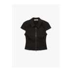Koton Slim Fit Kısa Kollu Klasik Yaka Fermuarlı Crop Gömlek