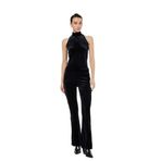 Koton Slim Fit Kolsuz İnci Detaylı Dik Halter Yaka Kadife Bluz
