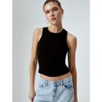 Koton Slim Fit Pamuklu Atlet Kadınlar İçin Ribanalı Günlük Kullanıma Uygun Tasarım - XS - Siyah