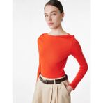 Koton Slim Fit Pamuklu Uzun Kollu Kayık Yaka Tişört - Kırmızı