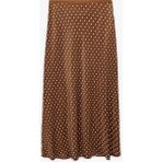 Koton Slim Fit Puantiyeli Saten Midi Etek - Kahve - 42