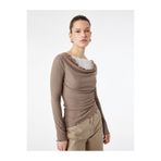 Koton Slim Fit Uzun Kollu Asimetrik Kesim Dantel Detaylı Fırfırlı Dökümlü Kayık Yaka Fitilli Bluz