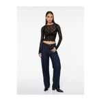 Koton Slim Fit Uzun Kollu Bisiklet Yaka Dantel Bluz