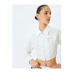 Koton Slim Fit Uzun Kollu Klasik Yaka Crop Fermuarlı Gömlek