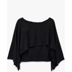 Koton Slim Fit Yuvarlak Yaka Yarasa Kollu Panço Kazak - Siyah - XL